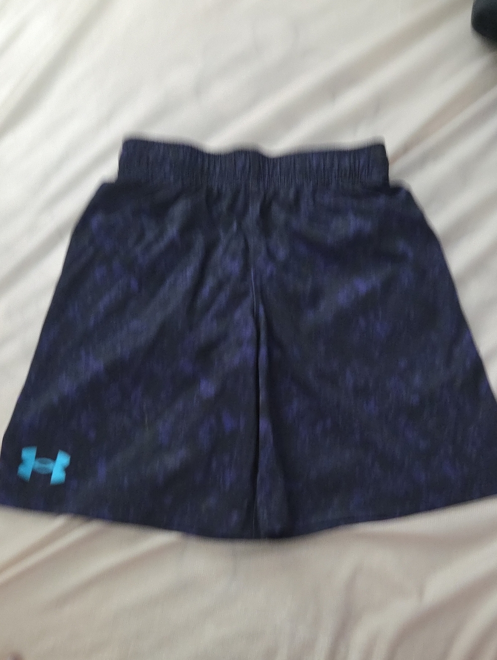 2 for $7 Under Armour Youth Dark Navy Athletic Shorts with Aqua Logo - Size 6